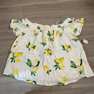 The Impeccable Pig Womens White Floral Off The Shoulder Cropped Blouse Top Small